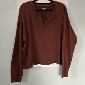 Aerie cropped Henley sweatshirt
